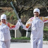Stefania Belmondo e Armin Zoeggeler. Ph pagina facebook Milano-Cortina 2026