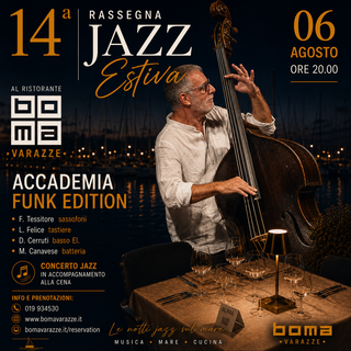 Jazz sul mare: al Boma di Varazze arriva l'Accademia Funk Edition Jazz sul mare: al Boma di Varazze arriva l'Accademia Funk Edition