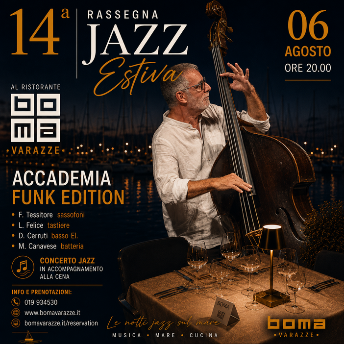 Jazz sul mare: al Boma di Varazze arriva l'Accademia Funk Edition Jazz sul mare: al Boma di Varazze arriva l'Accademia Funk Edition