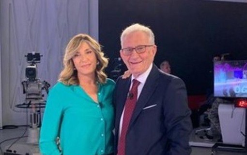 Beppe Ghisolfi insieme con la conduttrice Marta Merlino