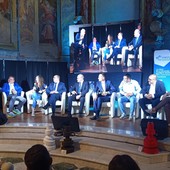 Gli imprenditori cuneesi con il moderatore Massimo Giletti