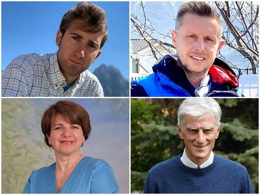 I quattto candidati sindaco: Marco Bassino, Paolo Giraudo, Roberta Robbione e Pierpaolo Varrone