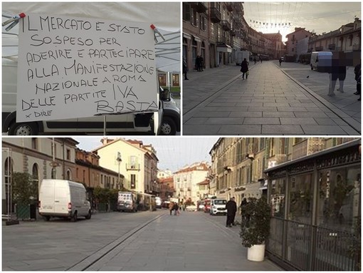 Saluzzo, corso Italia deserta: i banchi del mercato aderiscono allo sciopero nazionale delle partite Iva