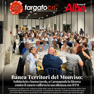 Banca Territori del Monviso: Solidarietà e buona tavola, a Carmagnola la Ricerca contro il cancro rafforza la sua alleanza con BTM