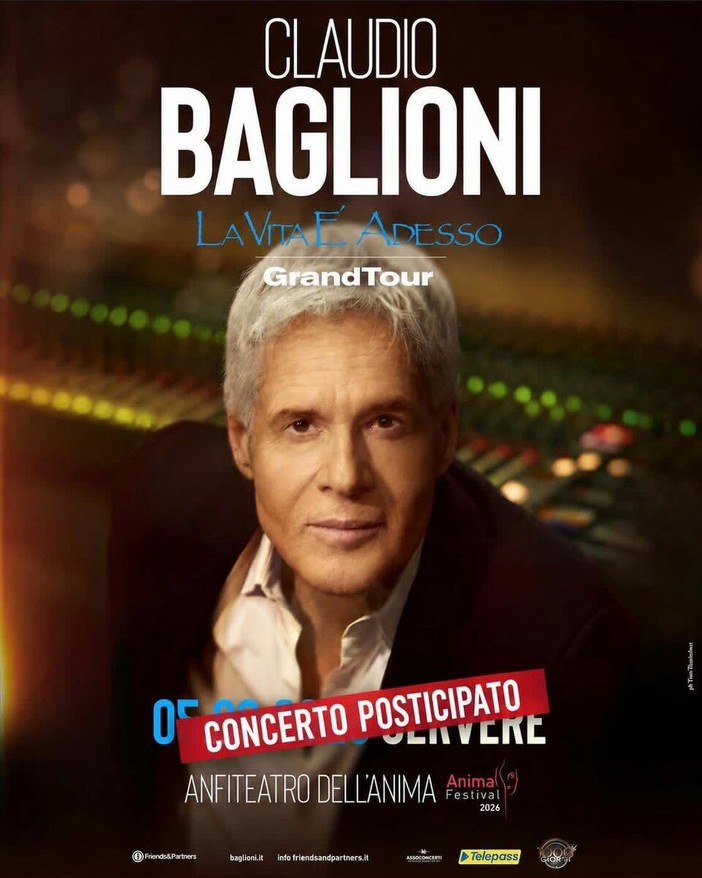 Claudio Baglioni rinvia il concerto all’Anima Festival di Cervere: appuntamento spostato al 2027