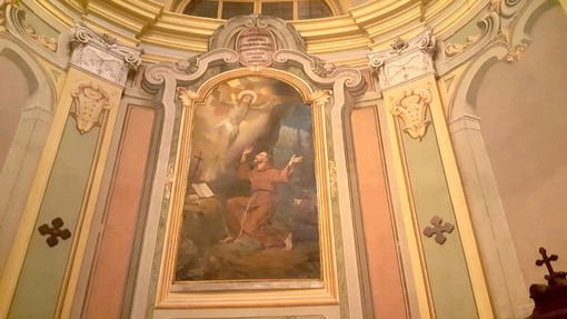 Nella foto il dipinto raffigurante San Francesco presente nella chiesa di Santa Maria degli Angeli, a Bra