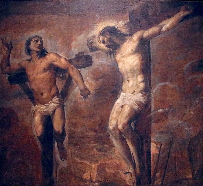 Gesù Cristo e il buon ladrone, olio su tela di Tiziano Vecellio, Pinacoteca Nazionale di Bologna Gesù Cristo e il buon ladrone, olio su tela di Tiziano Vecellio, Pinacoteca Nazionale di Bologna