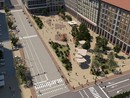 Una panoramica della nuova piazza come appare nel progetto esecutivo Una panoramica della nuova piazza come appare nel progetto esecutivo