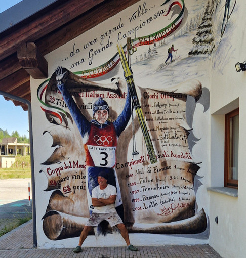 Fabry il pitur con il murale di Stefania Belmondo