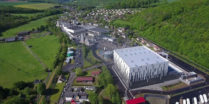 Una veduta aerea dello stabilimento Ferrero di Villers-Écalles, in Normandia