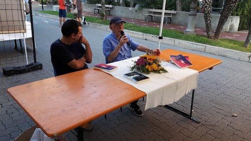 La presentazione con l’autore Guido Cucurnia, a destra, al Bordighera Book Festival il 7 settembre scorso