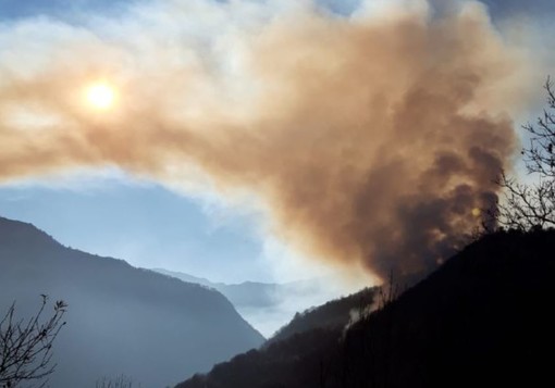 Roccaforte Mondovì: AIB e Vigili del Fuoco intervengono per un incendio a Sant'Anna di Prea