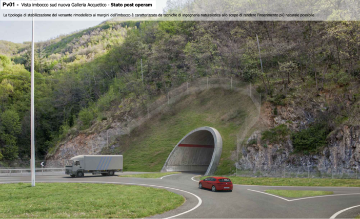 Render post opera dell’imbocco sud della galleria di Acquetico Render post opera dell’imbocco sud della galleria di Acquetico