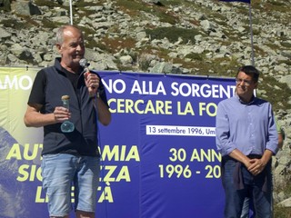 Nelle foto alcuni momenti della Festa del Monviso celebrata questa mattina alle sorgenti del Po