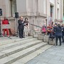 Il vescovo di Alba marco Brunetti nel suo intervento alla manifestazione Il vescovo di Alba marco Brunetti nel suo intervento alla manifestazione