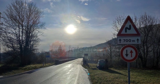 L'ingresso al ponte dell'Olla a Gaiola in direzione Cuneo