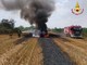 A fuoco un trattore con imballatrice in Regione Sagnassi a Centallo