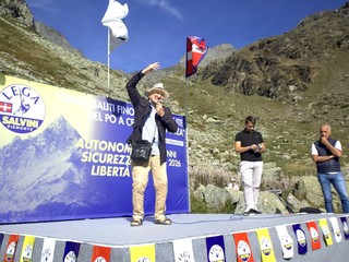 Nelle foto alcuni momenti della Festa del Monviso celebrata questa mattina alle sorgenti del Po