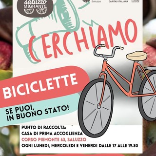 locandina della ricerca bici da parte di Caritas Saluzzo