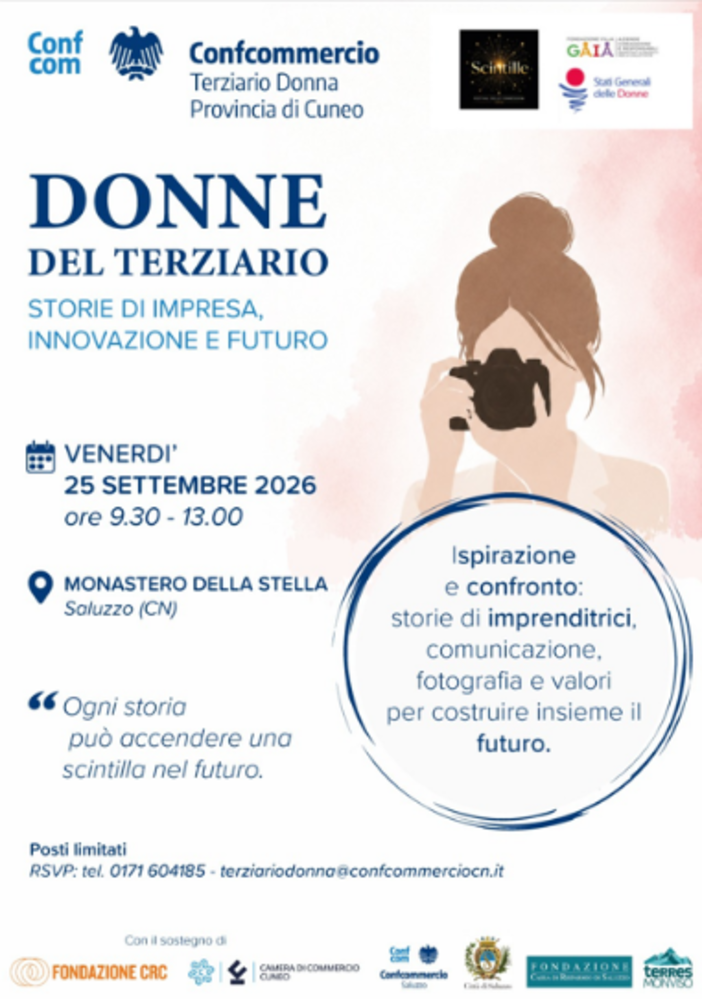 "Donne del Terziario: storie di impresa, innovazione e futuro": l'incontro al Monastero della Stella di Saluzzo "Donne del Terziario: storie di impresa, innovazione e futuro": l'incontro al Monastero della Stella di Saluzzo
