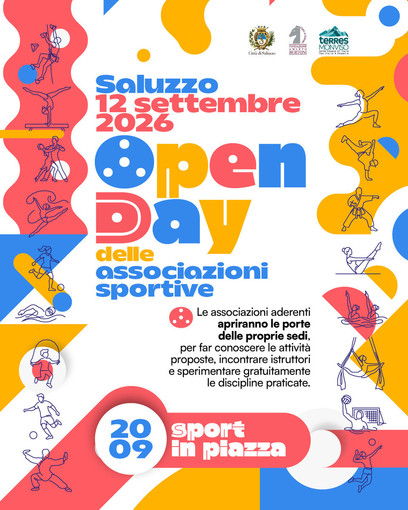 Saluzzo, locandina dell'Open day delle associazioni sportive sabato 12 settembre Saluzzo, locandina dell'Open day delle associazioni sportive sabato 12 settembre
