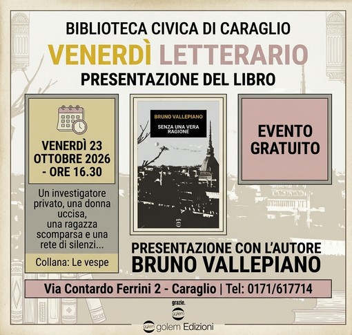 "Senza una vera ragione": Bruno Vallepiano presenta il suo nuovo libro a Caraglio "Senza una vera ragione": Bruno Vallepiano presenta il suo nuovo libro a Caraglio