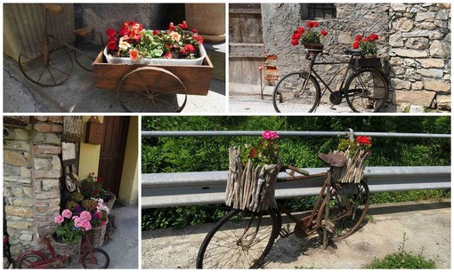Nella piccola Lottulo in Val Maira il senso del bello e dell'arredo continua: nuove biciclette artistiche decorano la frazione