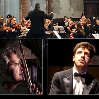 L'orchestra Alba Filarmonica diretta da Nicola Davico insieme al flautista Giuseppe Nova e al pianista Christian Pastorino