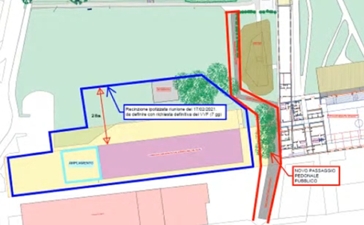 La mappa di studio del progetto per la nuova caserma dei Vigili del Fuoco di Alba nell'attuale H-Zone
