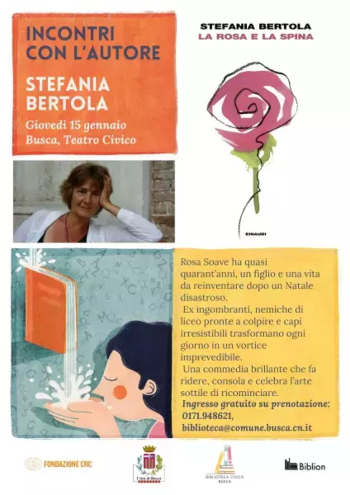 Busca, al via la rassegna "Incontri con l'autore": s'inizia con Stefania Bertola