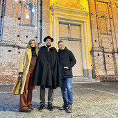 Il sindaco Nicola Schellino con Filippa Lagerbäck e il marito Daniele Bossari Il sindaco Nicola Schellino con Filippa Lagerbäck e il marito Daniele Bossari