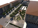 Il rendering di piazza Europa come presentata a maggio 2024 Il rendering di piazza Europa come presentata a maggio 2024