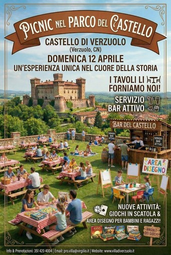 Verzuolo: domenica 12 aprile pic-nic nel parco del castello