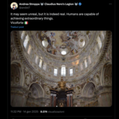 Il Santuario di Vicoforte in un tweet di Andrea Stroppa, referente italiano di Elon Musk Il Santuario di Vicoforte in un tweet di Andrea Stroppa, referente italiano di Elon Musk
