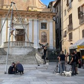 Un momento delle riprese in piazza San Pietro Un momento delle riprese in piazza San Pietro