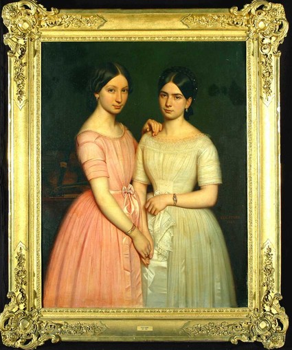Le sorelle Milanollo in un quadro del Museo Civico di Savigliano Le sorelle Milanollo in un quadro del Museo Civico di Savigliano