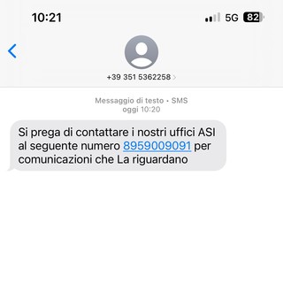 Attenzione: in circolazione SMS fraudolenti che arrivano da enti come ASI o Centri per l'impiego