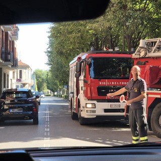 Ramo penzolante in corso Coppino ad Alba: intervento dei vigili del fuoco