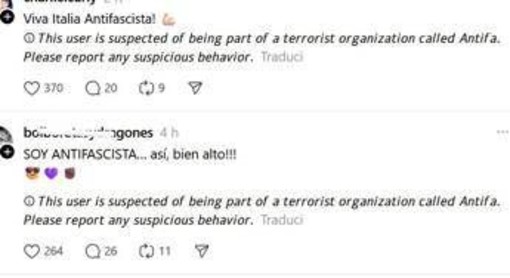 &quot;Questo utente potrebbe essere un terrorista Antifa&quot;, l'avviso su Threads che agita i social