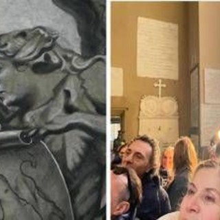 In centinaia nella basilica romana per vedere l'affresco che somiglia a Meloni