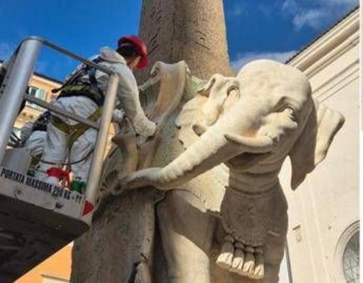 Roma, Elefante di Bernini restaurato dopo distacco della zanna Roma, Elefante di Bernini restaurato dopo distacco della zanna